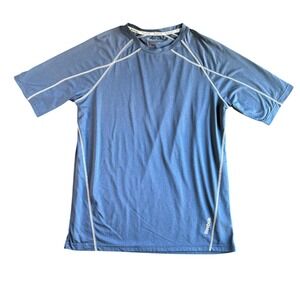 Reebok Mens L Large Blue PlayDry Athletic‎ Training T Shirt Short Sleeve Gym